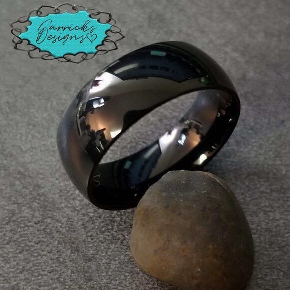 Women's Polished Black Promise Ring - Pinky Promise Ring for Girl's Sizes 5-14 - Picture 6 of 8